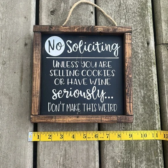 Rustic No Soliciting Sign Humorous Wine Cookies - Picture 3 of 5